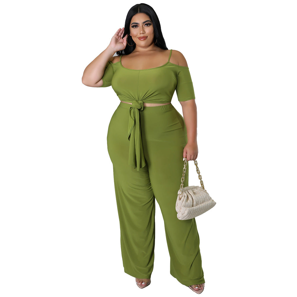 Arrival Solid-color Camisole Two-piece Set