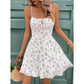 Womens Printed Casual Spaghetti-Strap Dress