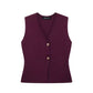 European And American Style Button Knitted Vest Skirt