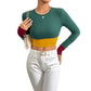 Slim Fit O-neck Short Stitching Long Sleeve T-shirt