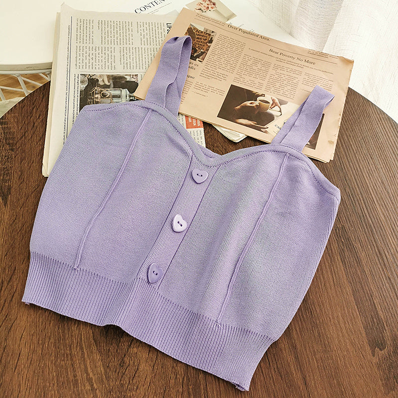 Outer Wear Bottoming Shirt Women Short Slim Fit All-match knitted Vest