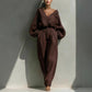 Long-sleeve Loose-fitting Trendy Unisex Retro Cotton-linen Set