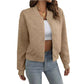 Women's Versatile Long Sleeved Zippered Solid Color Jacket