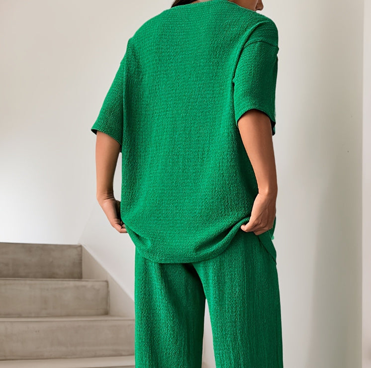 Women's Solid Color Drop Shoulder Fashion Suit