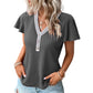 Waffle V-neck Short-sleeved T-shirt