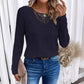 Lace Patchwork Round Neck Women's Long-sleeved T-shirt