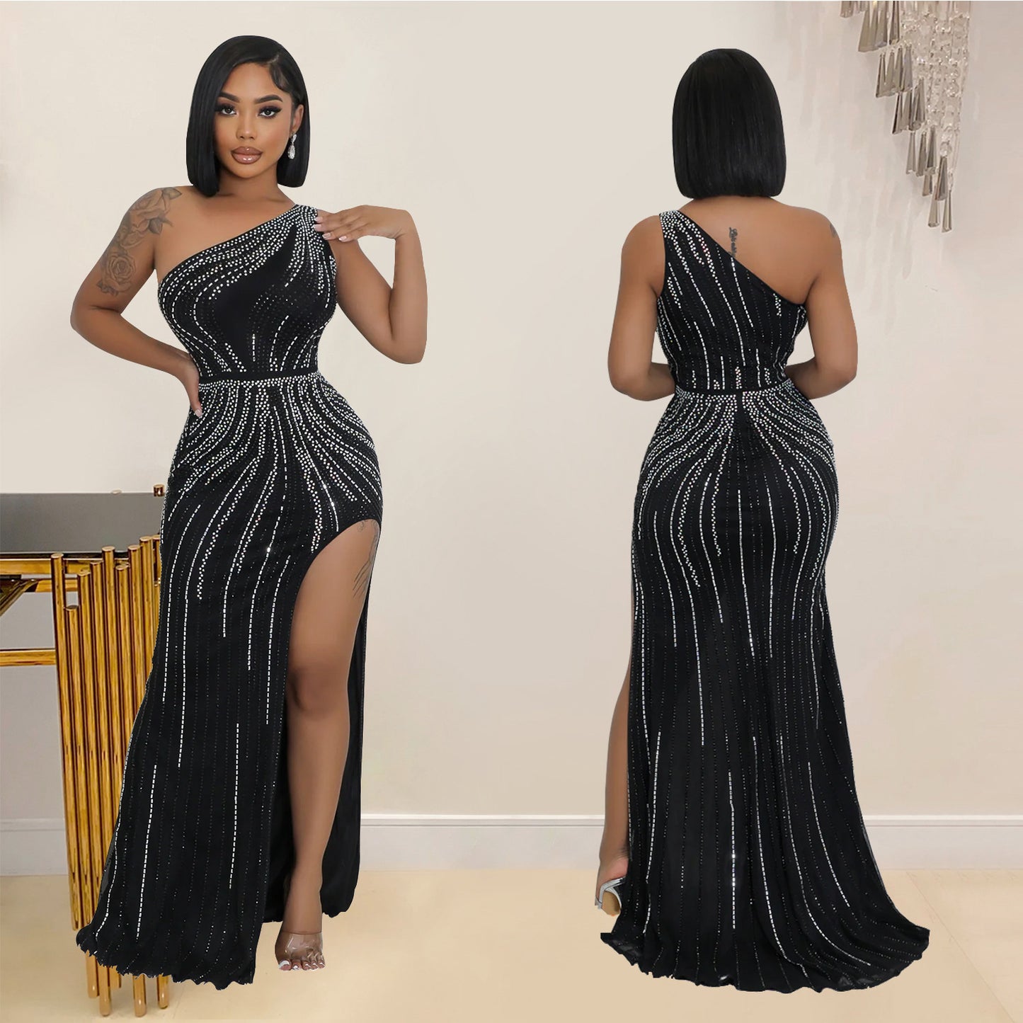 Fashionable And Sexy Rhinestone-embellished Dress For Women