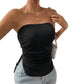 European And American Slim-fit Solid Color Drawstring Short Tube Top Vest