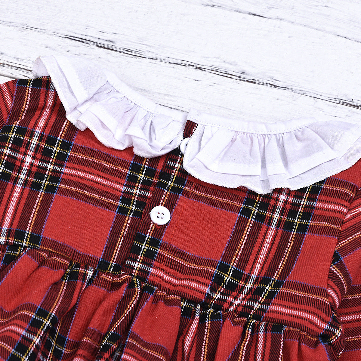 Fashion Red Plaid Long Sleeve One Piece
