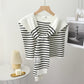 Women's Pinstripe Shoulder Cape Sweater