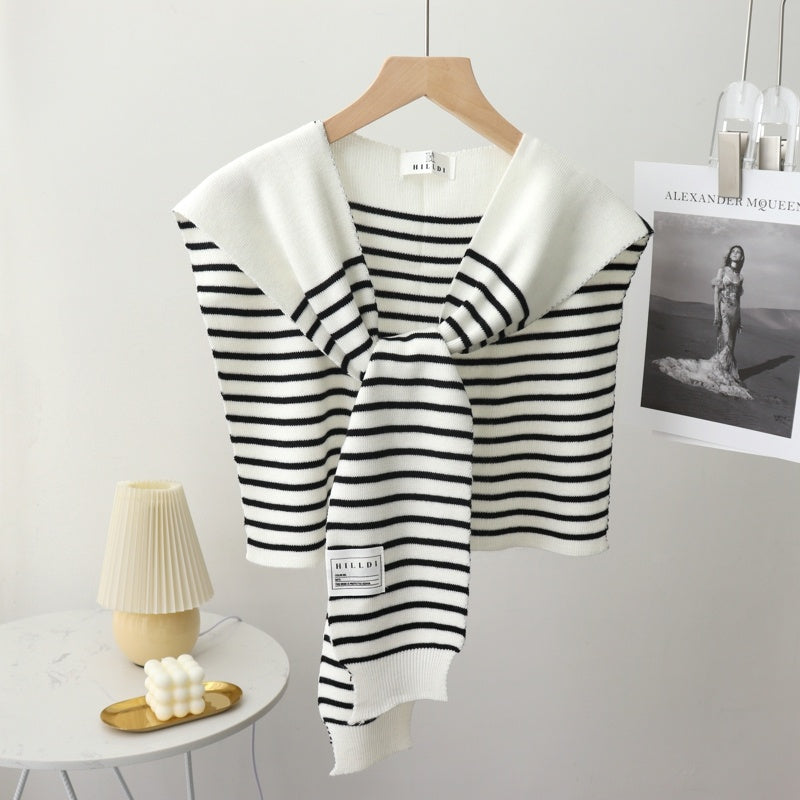 Women's Pinstripe Shoulder Cape Sweater