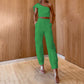 Pantalon skinny court à épaules dénudées et poches pour femme