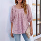 Square Collar Top Lace Floral Texture Women's Clothing