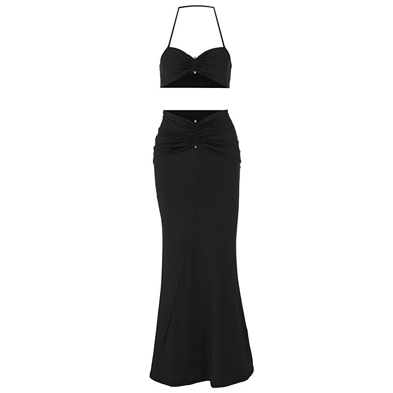 European And American Halter Spaghetti Straps Sheath Skirt Suit