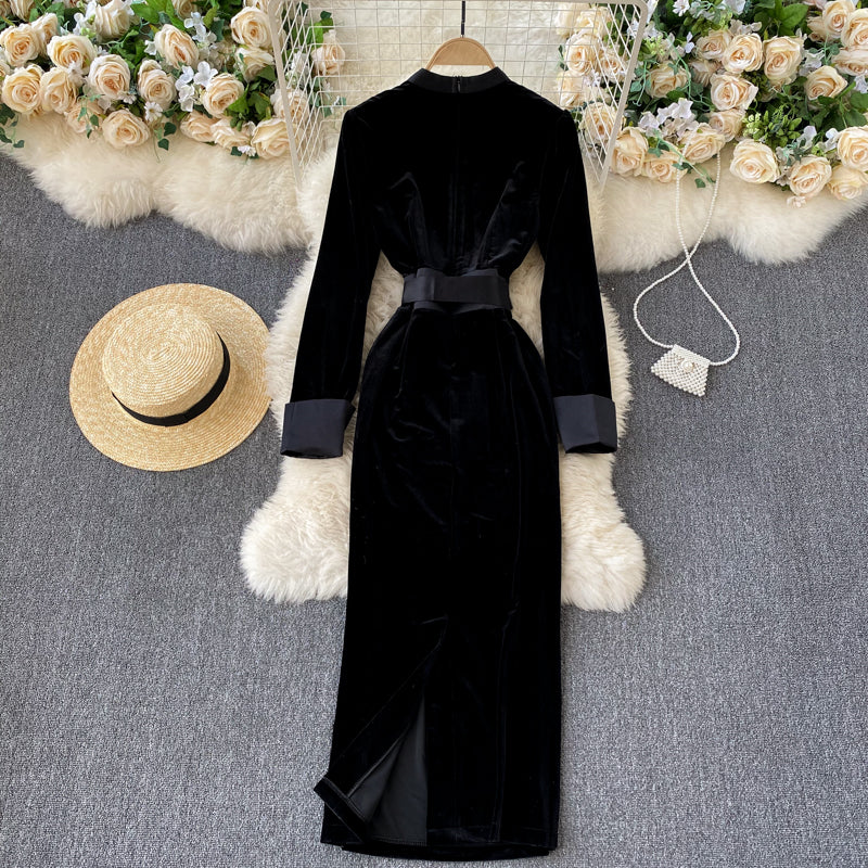 Ladies Fashion Personality Vintage Velvet Dress