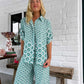 Printed Casual Fashion Shirt Wide Leg Pants Suit