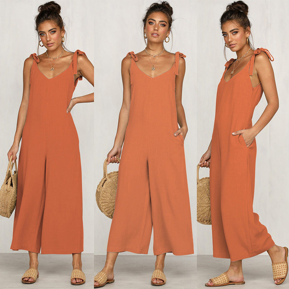 V-neck loose jumpsuit