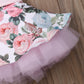 Flower-sleeved gauze dress