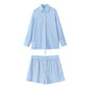 Striped Lapel Long Sleeve Short Casual Pants Suit Women