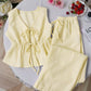 Loose-fit Tank Top With Tie Details Paired With Solid-color Pants