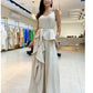 Solid Color Sleeveless Spaghetti-strap Ruffle Jumpsuit