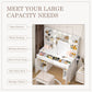 Dressing Table And Mirror, Dressing Table And Bedroom Dressing Table With 3-color Light Options For Adjustable Brightness, White