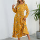Womens Versatile Round-neck Floral Chiffon Dress