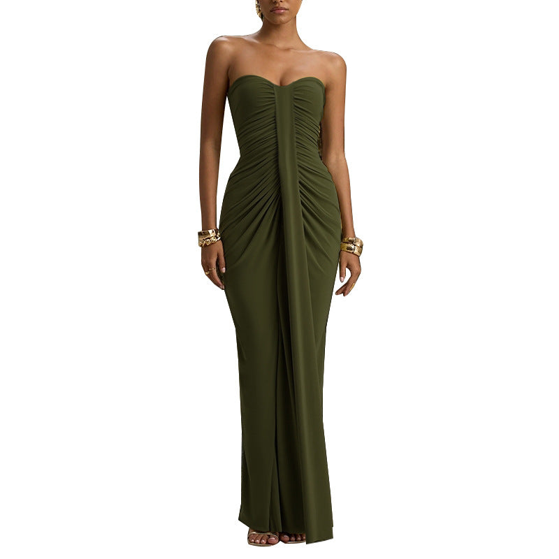 Women's European And American-style Sexy Pleated Tube Dress