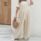Solid Color Women's Summer Loose Plus-sized Wide Leg One-piece Trousers