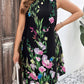 Robe à manches courtes et imprimé végétal pour femme, jupe patchwork à contraste de couleurs