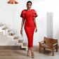 Double Shoulder Bow Slim Fit Dress