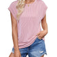 Solid Color Stripe Bat-sleeve T-shirt Summer Casual Loose Vest Tank Womens Clothing