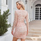 Elegant Lace Stitching Printing Hip Fold Dress