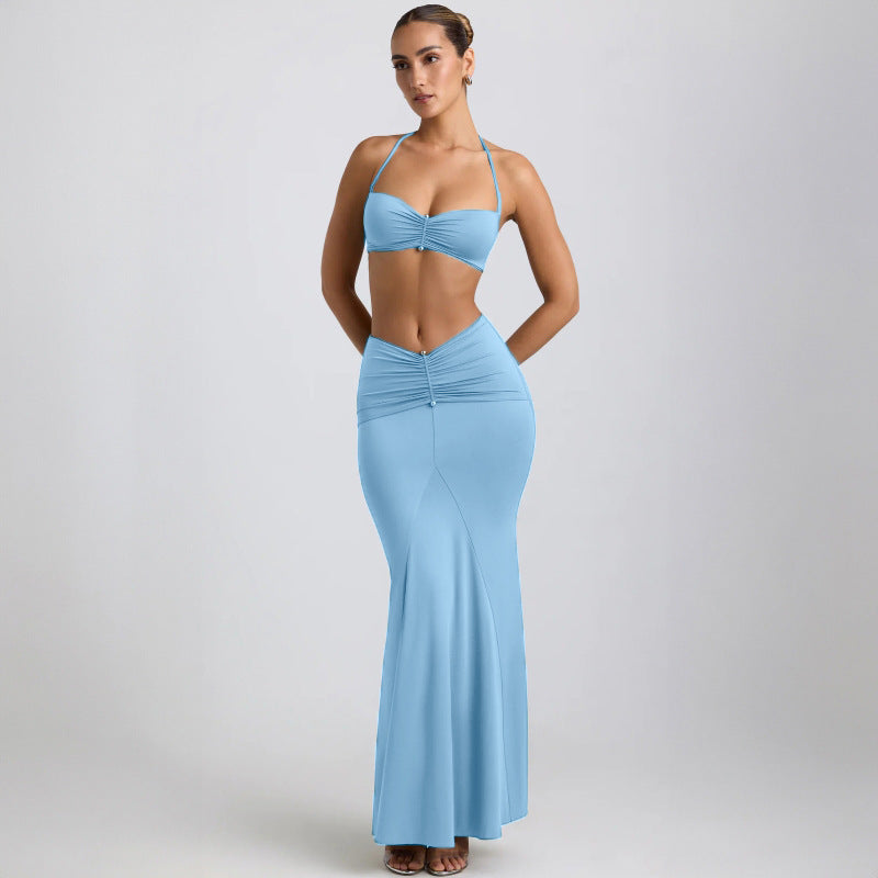 European And American Halter Spaghetti Straps Sheath Skirt Suit