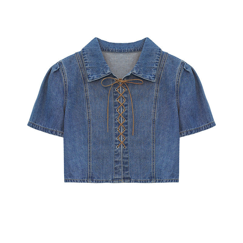 Vintage Denim Tied Shirt Women's Summer
