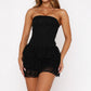 Simple Bustier Design Short Dress For Women