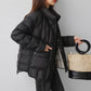 Casual White Duck Down Short Stand Collar Jacket