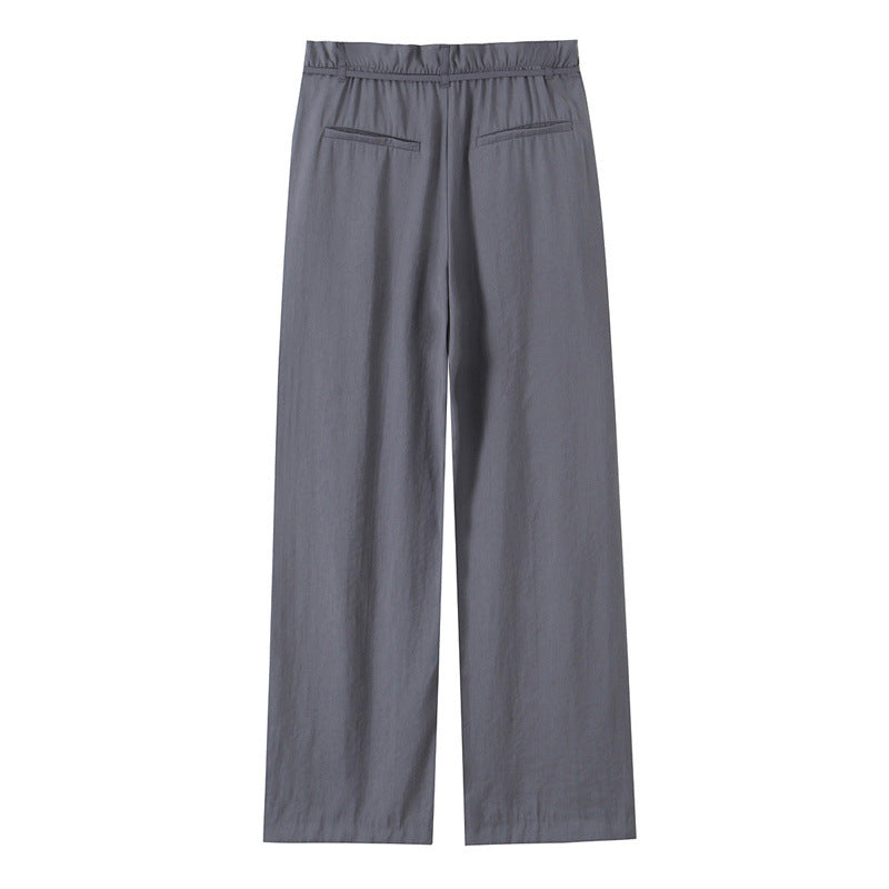 With Belt Paper Bag Type Draping Casual Trousers