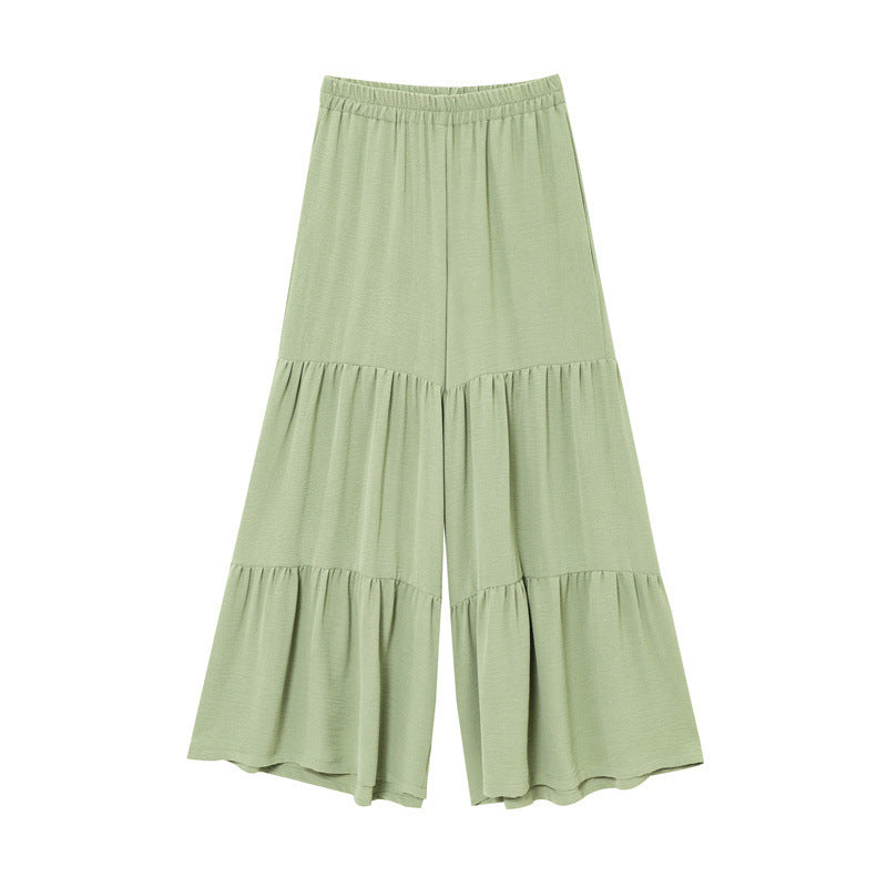Sleeveless Lace-up Top Loose Drape Flared Pants