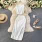 Solid Color Round Neck Vest Short Top High Waist Hip-wrapped Mid-length Dress