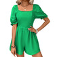 Women's Square Collar Solid Color Jumpsuit