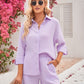Women's Cotton Cropped Sleeves Shirt Shorts Suit