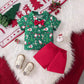 Ensemble deux pièces pour garçon, petit et moyen, avec chemise à manches courtes et short imprimés de Noël