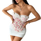 Flower Embroidery Lace Semi-transparent Rope Backless Tube Top