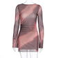 Robe imprimée à double épaisseur pour femme, taille ajustée