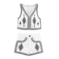 New Contrast Color Embroidered Vest Casual Shorts Suit