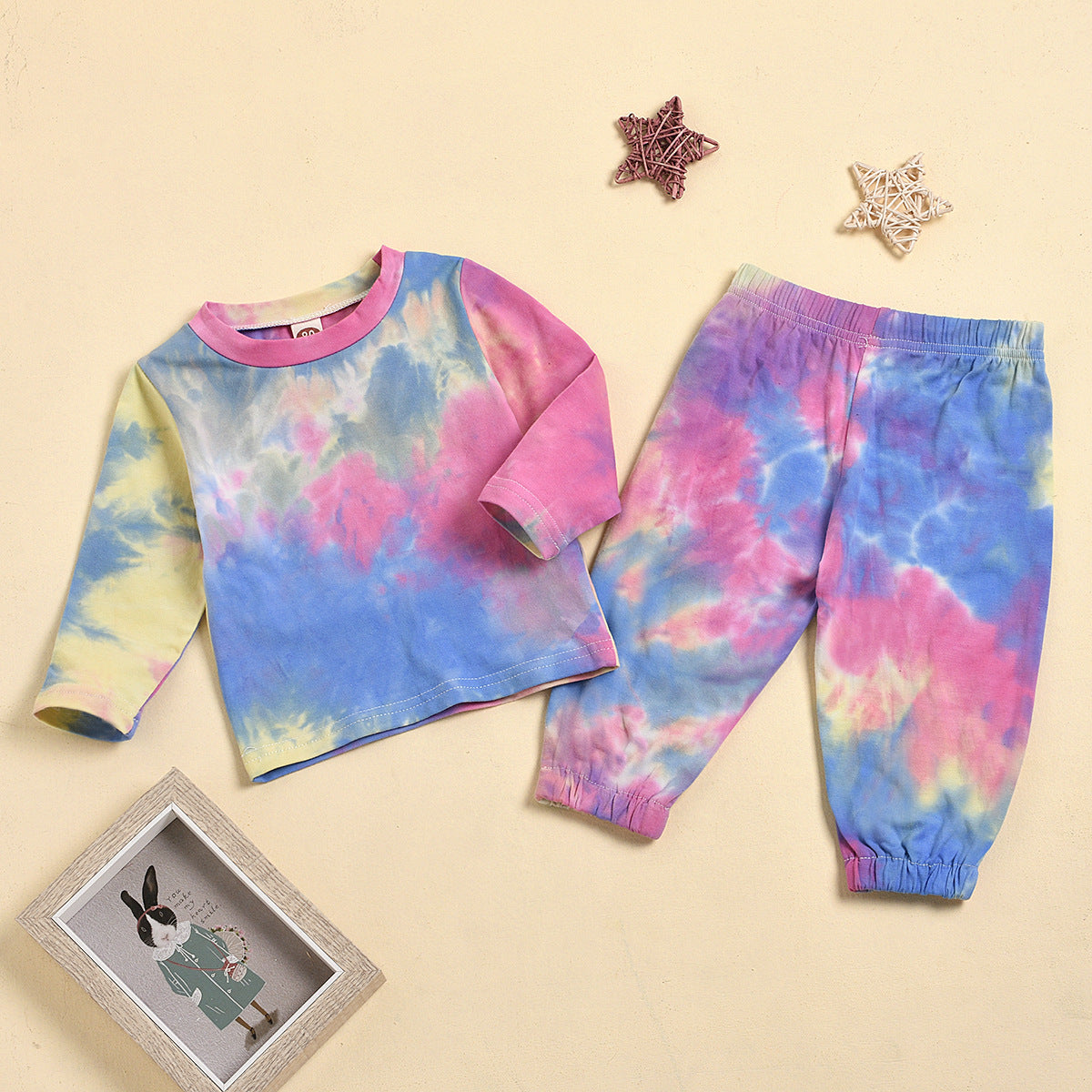 Costume deux pièces tie-dye à manches longues pour le printemps et l'automne