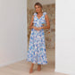 Chiffon Floral Backless Cross-Strap Dress