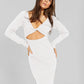 Threaded Long Sleeve Tight Split Dress