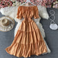 Summer New High Waisted A-line Midi Skirt